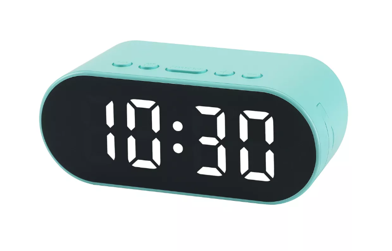 Oval LED Digital Alarm Clock with Dual Alarms and Auto-Dimming Night Mode