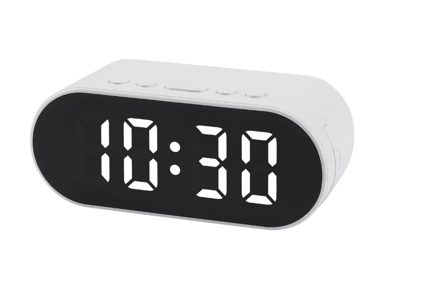 Oval LED Digital Alarm Clock with Dual Alarms and Auto-Dimming Night Mode