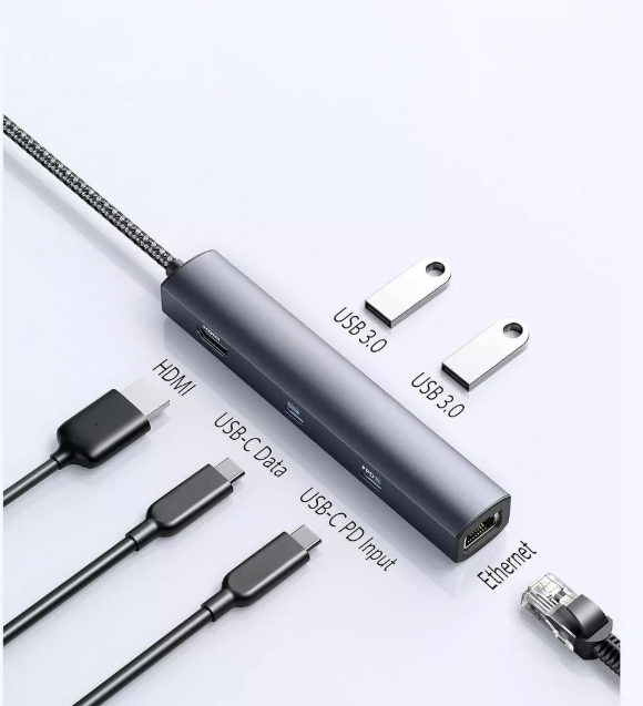6-in-1 USB-C Multiport Adapter with 4K HDMI and Gigabit Ethernet