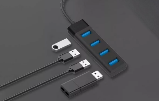 4-Port USB-C to USB-A Mini Hub with High-Speed Data Transfer