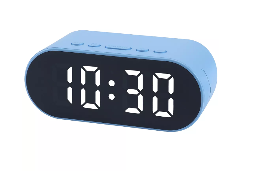 Oval LED Digital Alarm Clock with Dual Alarms and Auto-Dimming Night Mode