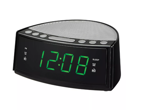AM/FM Digital Alarm Clock Radio with Auxiliary Input and Green LED Display