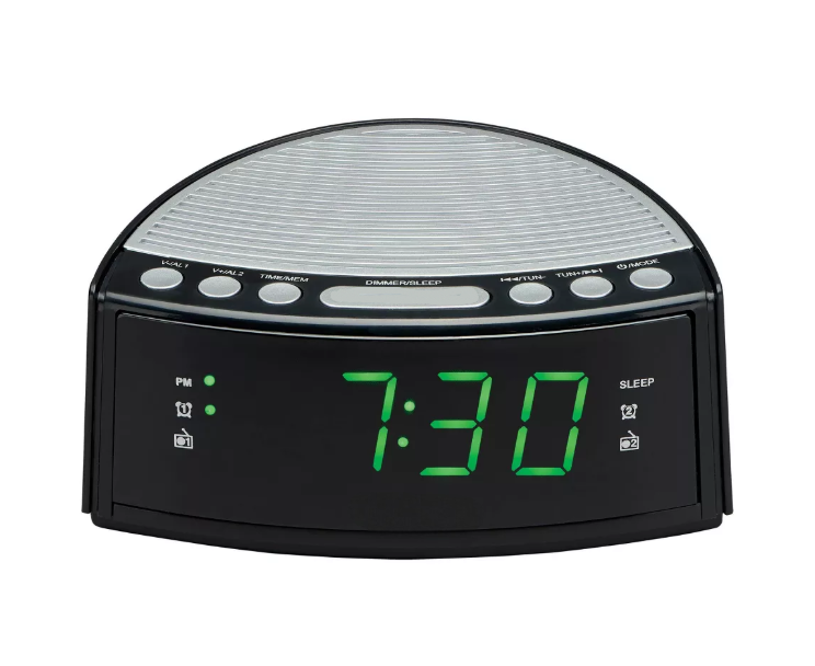 AM/FM Digital Alarm Clock Radio with Auxiliary Input and Green LED Display