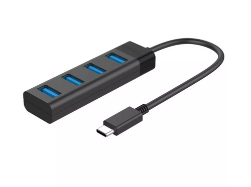4-Port USB-C to USB-A Mini Hub with High-Speed Data Transfer