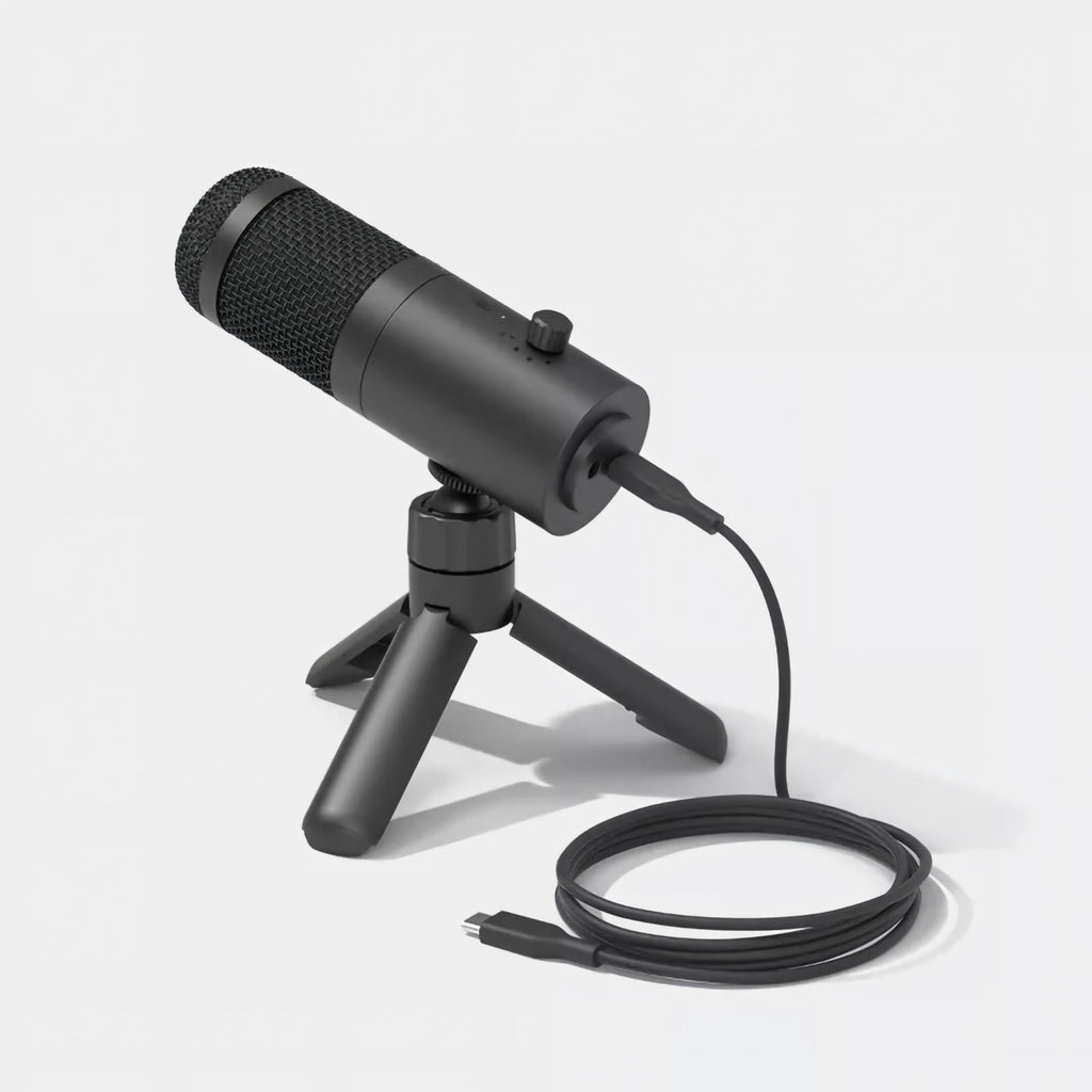Desktop Condenser Microphone with Adjustable Tripod Stand and Plug-and-Play USB Connectivity