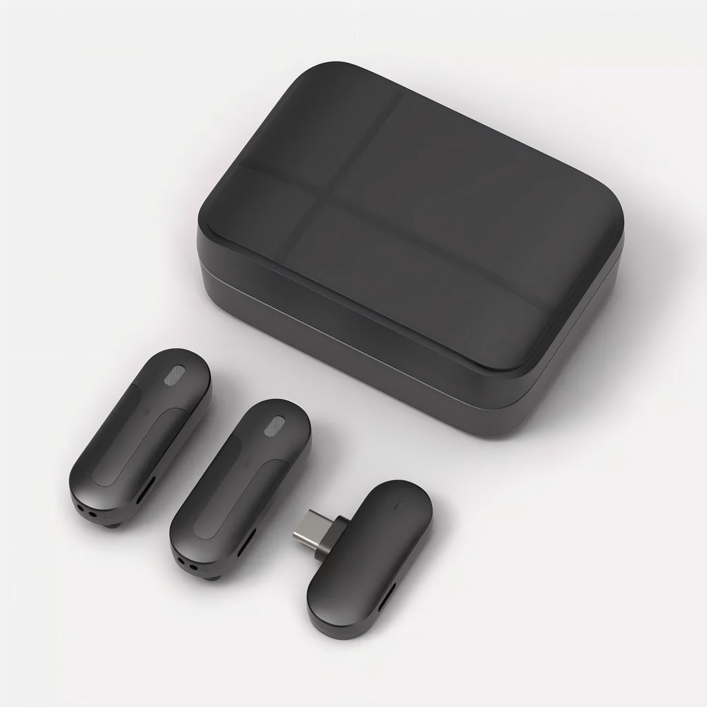 Twin Wireless Clip-On Lavalier Microphone Kit with Portable Charging Case