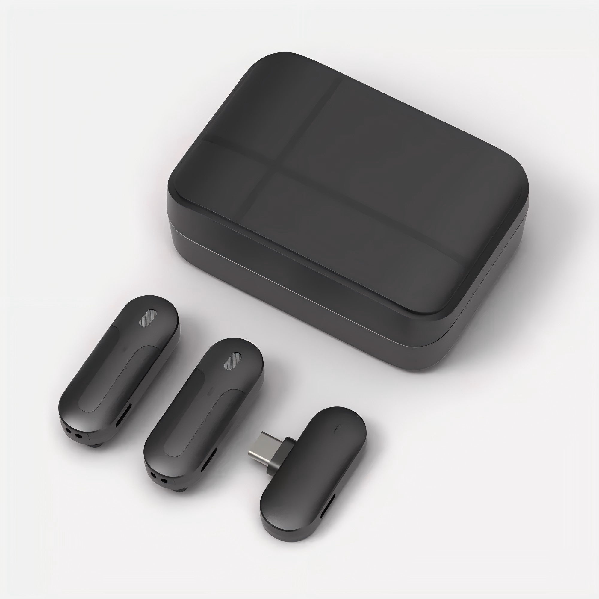 Twin Wireless Clip-On Lavalier Microphone Kit with Portable Charging Case