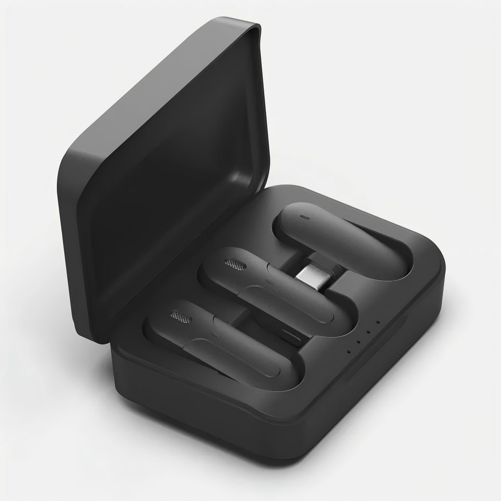 Twin Wireless Clip-On Lavalier Microphone Kit with Portable Charging Case