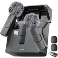 Wireless Lavalier Microphone Kit with Charging Case and Dual Transmitters