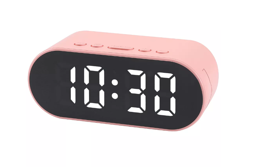Oval LED Digital Alarm Clock with Dual Alarms and Auto-Dimming Night Mode