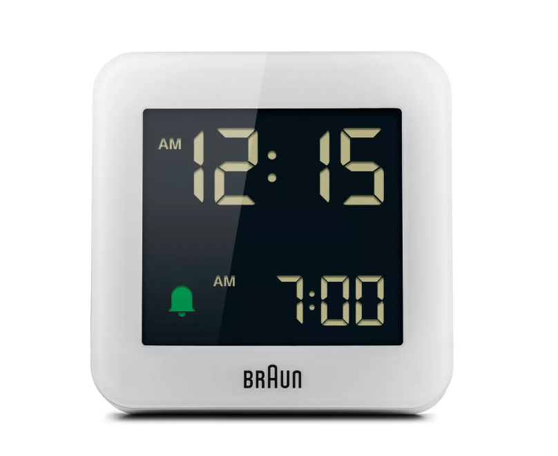 Minimalist Square Digital Alarm Clock with Negative LCD Display