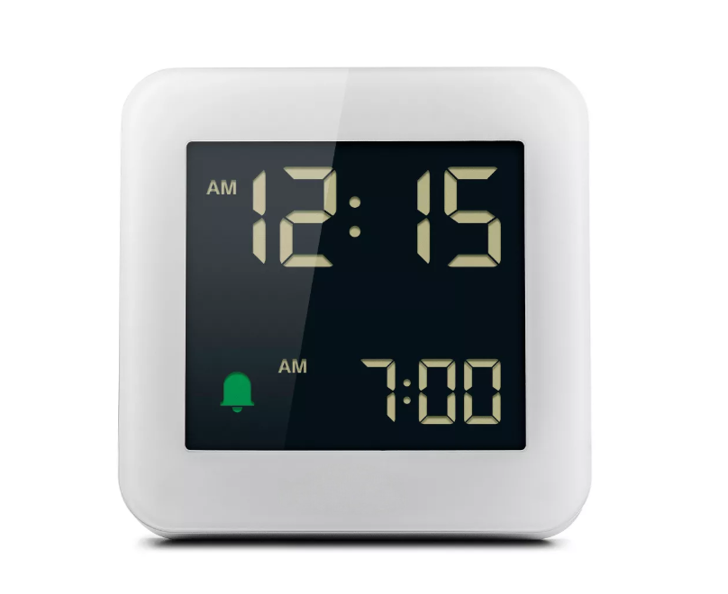 Minimalist Square Digital Alarm Clock with Negative LCD Display