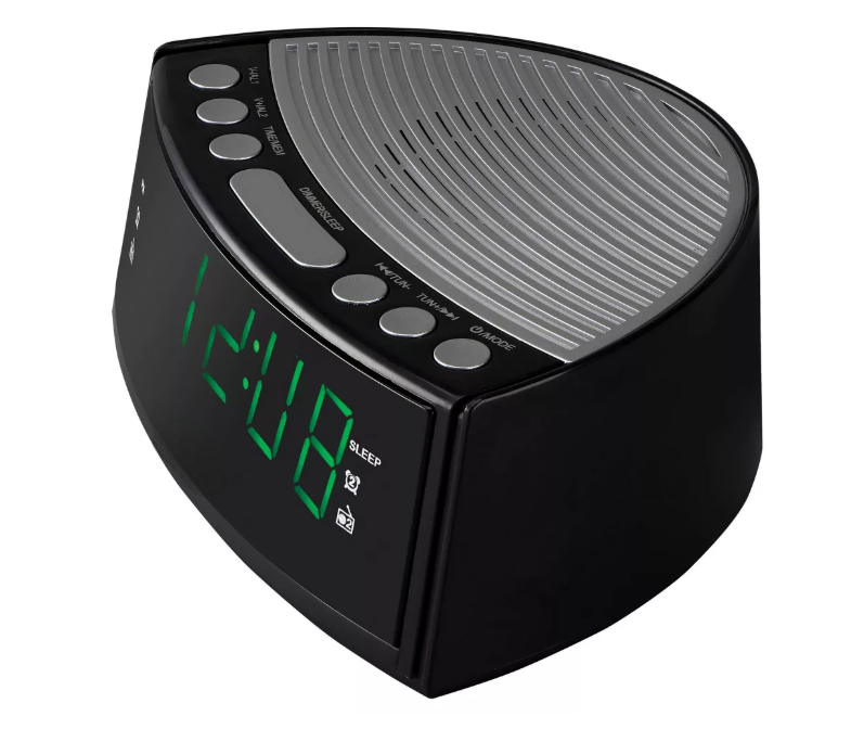 AM/FM Digital Alarm Clock Radio with Auxiliary Input and Green LED Display