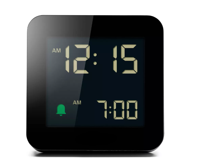 Minimalist Square Digital Alarm Clock with Negative LCD Display